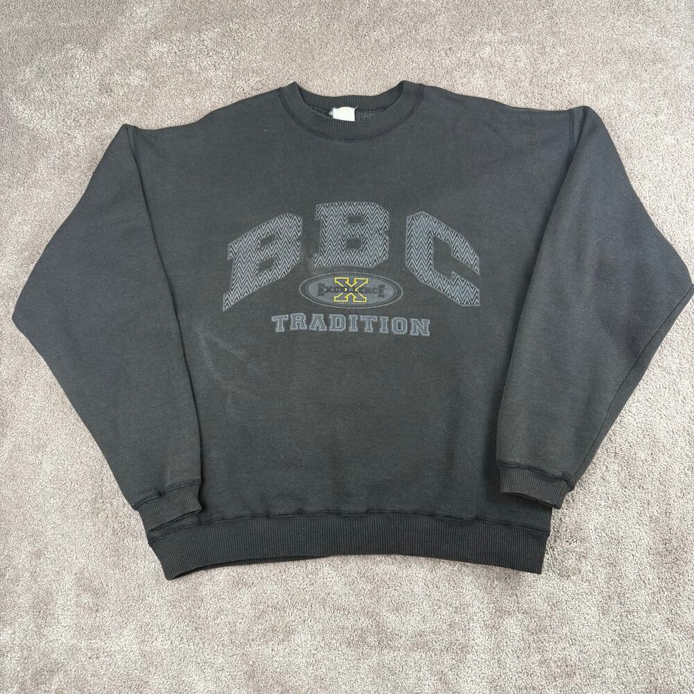 Black Crewneck Sweatshirt BBC Excellence Tradition Block Letter size XL